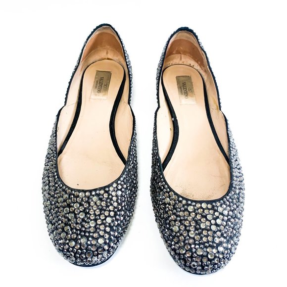 Valentino Shoes - Valentino Crystal Embellished Ballet Flats